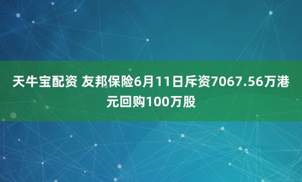 天牛宝配资 友邦保险6月11日斥资7067.56万港元回购100万股
