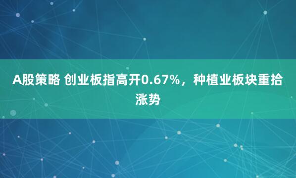 A股策略 创业板指高开0.67%，种植业板块重拾涨势